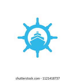 Ship's wheel logo or icon vector design template