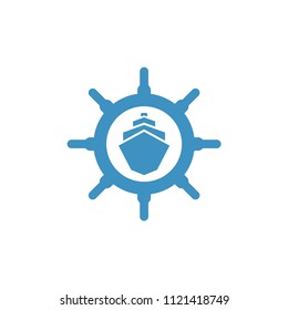 Ship's wheel logo or icon vector design template