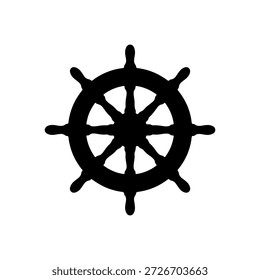 Projeto de ilustração plana do vetor da silhueta da roda do navio.
