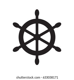 Ship's wheel symbol. Vector illustration in flat style