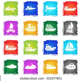 Ships yachts and boats icons in grunge style for your design