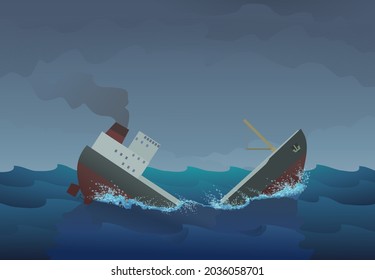 Desguace de un buque de carga que se desplaza por un mar agitado