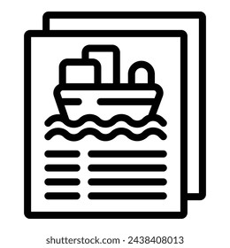 Shipwreck document icon outline vector. Sea insurance. Burning survival