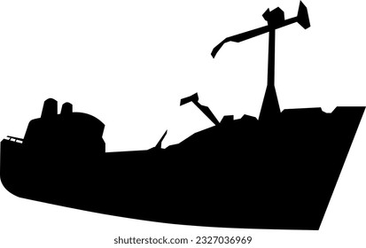 Shipwreck icon vector illustration. Shipwreck silhouette for icon, symbol or sign. Shipwreck symbol for design about seascape, underwater, sea, deep sea or ocean. Single icon vector