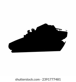 Shipwreck silhouette vector. Wrecked ship silhouette for icon, symbol or sign. Shipwreck icon for pirate, sink, undersea or nautical