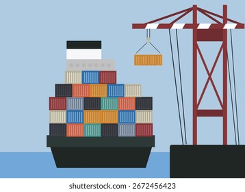 Shipyard cargo import export business illustration