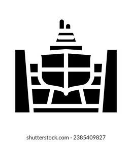 Produktionsverfahren der Werft glyph Symbol Vektor. Fabrikationszeichen der Werft einzelne Symbolillustration
