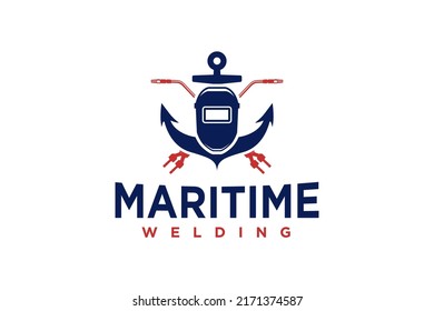 Shipyard welding logo design industrial ship manufacture ship building dockyard emblem metal work