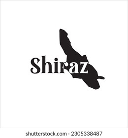 Mapa de Shiraz y diseño de letras negras sobre fondo blanco