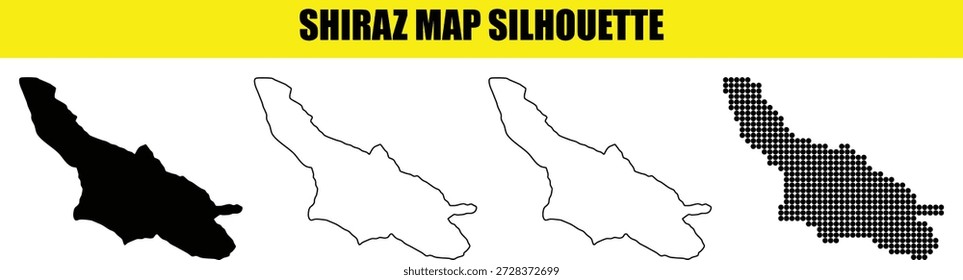 Mapa de Shiraz ilustração conjunto formas geométricas e meio-tom mapa de padrão de país persa médio oriente da cidade ativo gráfico perfeito para web design impressão ou apresentações mapa vetor coleção