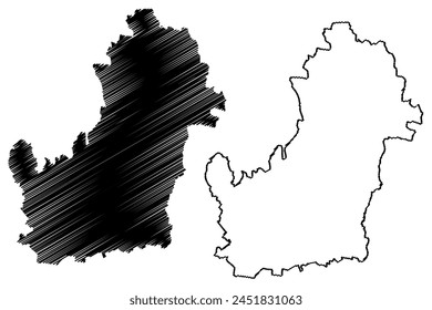 Shire of Banana (Commonwealth of Australia, Queensland state) map vector illustration, scribble sketch Banana map