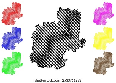 Shire of Baw Baw (Commonwealth of Australia, Victoria state, Vic) mapa ilustração vetorial, esboço de rabisco Baw Baw Shire mapa do Conselho