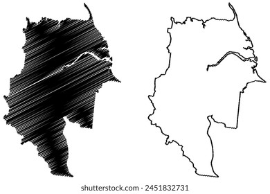 Shire of Burdekin (Commonwealth of Australia, Queensland state) map vector illustration, scribble sketch Burdekin map