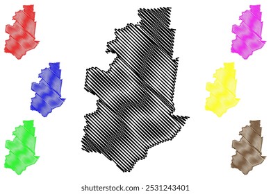 Shire of Colac Otway (Comunidade da Austrália, estado de Victoria, Vic) mapa ilustração vetorial, esboço rabisco Colac Otway Shire mapa do Conselho