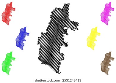 Shire of Corangamite (Comunidade da Austrália, estado de Victoria, Vic) mapa ilustração vetorial, esboço rabisco Corangamite Shire Conselho mapa