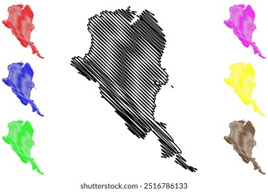 Shire of Douglas (Comunidade da Austrália, estado de Queensland) mapa ilustração vetorial, esboço rabiscar mapa de Douglas