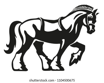 Shire Horse / Draft Horse / Heavy Horse, Vector Logo Illustration, Fully Adjustable & Scalable.