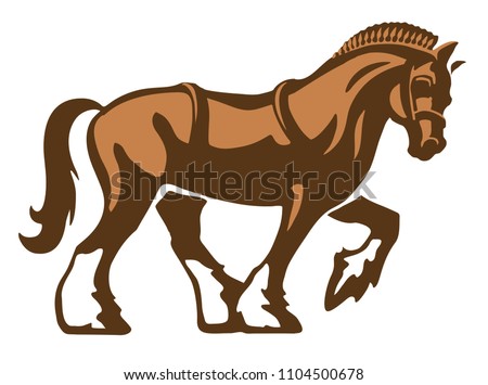 Shire Horse / Draft Horse / Heavy Horse, vector logo illustration, fully adjustable & scalable.