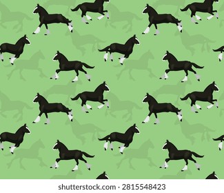 Shire Horse Running Seamless Pattern Background Wallpaper