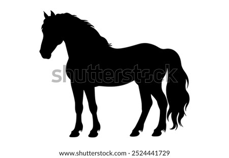 Shire Horse Vector Silhouette, Draft Horse Black Clipart isolated on a white background