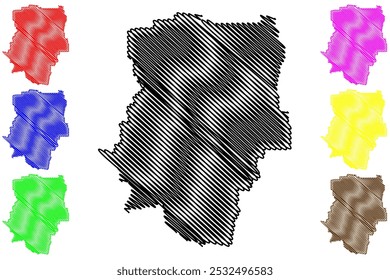 Shire of Loddon (Comunidade da Austrália, estado de Victoria, Vic) mapa ilustração vetorial, esboço rabisco Loddon Shire mapa do Conselho