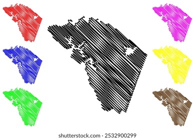 Shire of Mansfield (Commonwealth of Australia, Victoria state, Vic) mapa ilustração vetorial, esboço de rabisco Mansfield Shire Conselho mapa