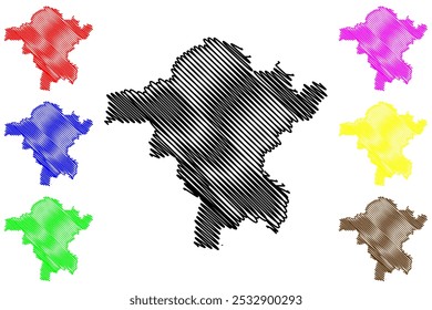 Shire of Mitchell (Comunidade da Austrália, estado de Victoria, Vic) mapa ilustração vetorial, esboço rabisco Mitchell Shire mapa do Conselho