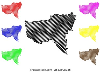 Shire of Moyne (Comunidade da Austrália, estado de Victoria, Vic) mapa ilustração vetorial, esboço de rabisco Moyne Shire mapa do Conselho