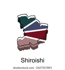 Shiroishi City High detailed illustration map, Japan map, World map country vector illustration template