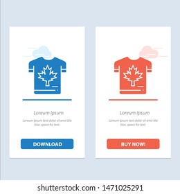 Shirt, Autumn, Canada, Leaf, Maple  Blue and Red Download and Buy Now web Widget Card Template. Vector Icon Template background