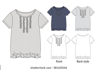 Shirt blouse for Girls Vector Template