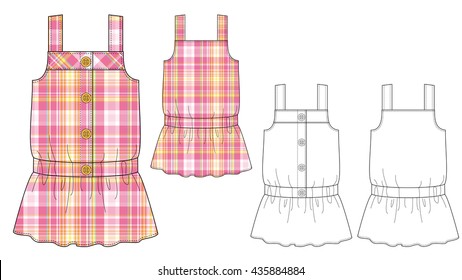 Shirt blouse for Girls Vector Template