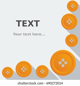 Shirt Buttons Vector Illustration with Long Shadow Style for Text Background of Fashion and Dressmaking Related Purposes