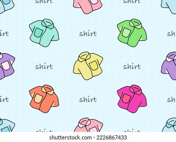 Shirt cartoon character seamless pattern on blue background