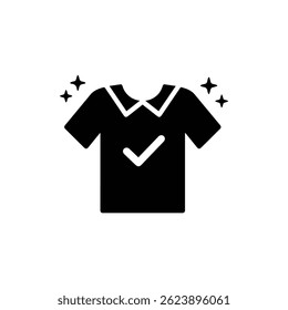 Camisa com Marca de Seleção para Indicar Limpar Ícone de Lavanderia em Preto