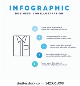 Shirt, Cloth, Clothing, Dress, Fashion, Formal, Wear Line icon with 5 steps presentation infographics Background