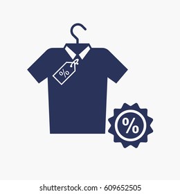 Shirt Clothes Icon. Discount Flat Isolated Graphic Silhouette