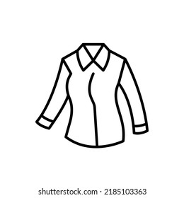 Shirt Clothes Vector Icon Outline Black. EPS 10... Womens Shirt Illustration.... Flat Outline Sign.. Shop Online Concept. Females Item Of Clothing.... Apparel Store Symbol. Isolated On White.