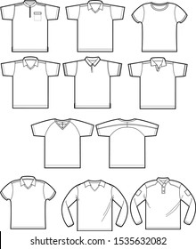 shirt collection set vector template outline