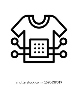 Shirt with computer chip vector illustration, Future technology line design icon