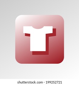 Shirt dark red icon. Shirt dress cloth symbol. Rounded rectangle flat icon with shadow. Vector