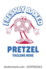 Shirt Design of Cheerful Pretzel Mascot Character