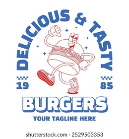 Shirt Design of Hamburger Mascot Character