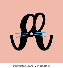 shirt design of the handwritten letter r with rabbit ears and whiskers. . sstkEaster