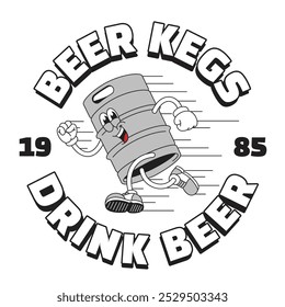 Design de camisa do personagem mascote do Keg de cerveja feliz