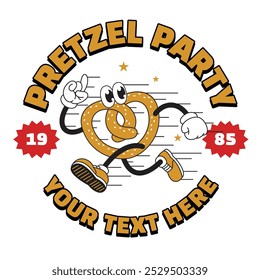 Shirt Design of Happy Pretzel Mascot Character