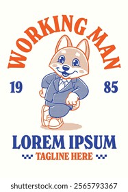 Shirt Design of Shiba Inu Mascot Working Man Character