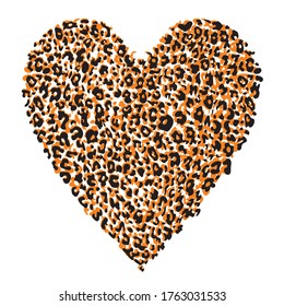 shirt design with vector illustration of a animal print heart isolated on white 