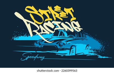 shirt design of vintage formula car racing, vector Racing car typography, t-shirt graphics, lettering. classic race car illustration poster and tee shirt