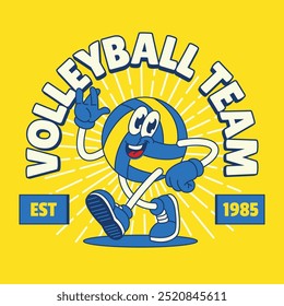 Shirt Design von Volleyball Maskottchen Charakter